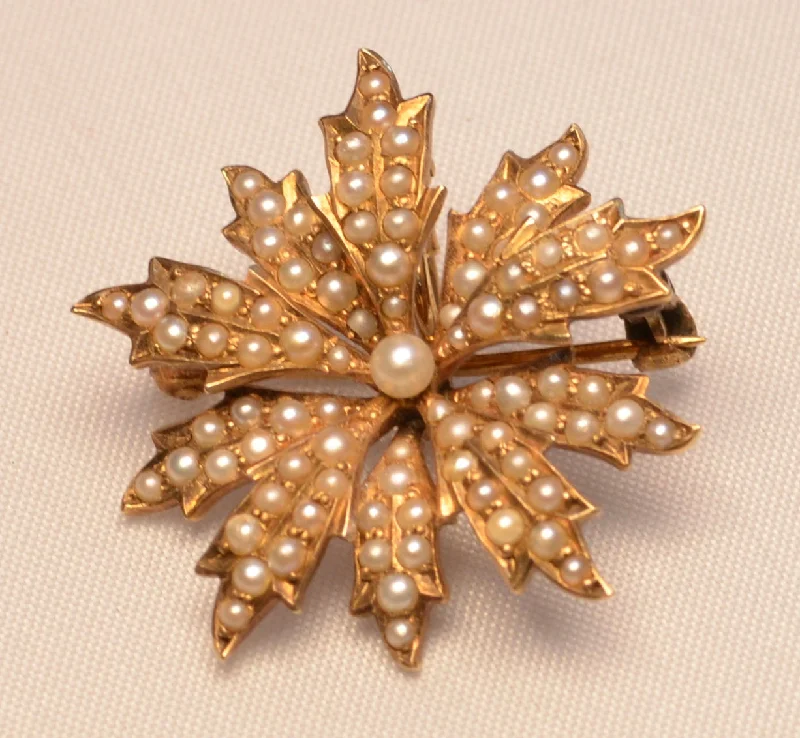 Elegant Brooch with Floral Motif-Art Nouveau Natural Pearl (Mississippi River Pearl) Brooch/Pendant