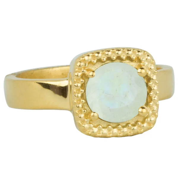 White Gold Engagement Rings-Let it Glow Ring in Gold and Moonstone