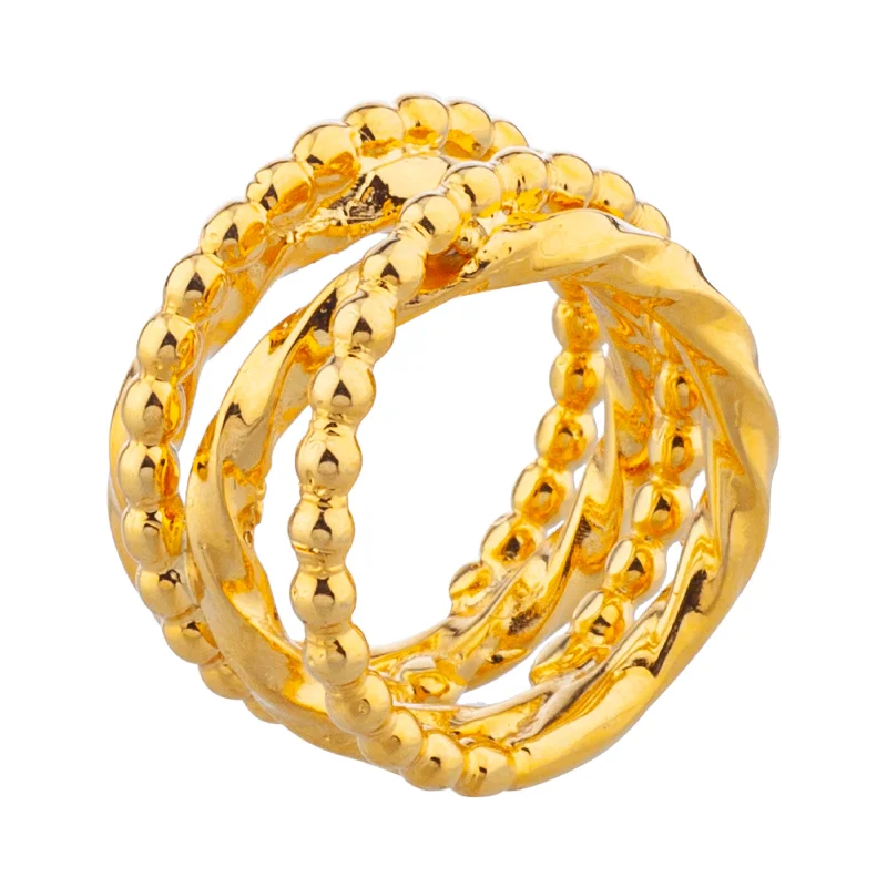 Pear-Shaped Diamond Rings-TWISTED WAVE RING