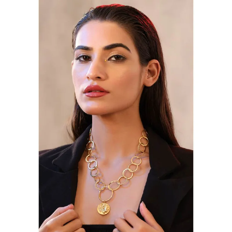 Simple Silver Necklaces-Zurooh 18K Gold Plated Greek Coin Necklace