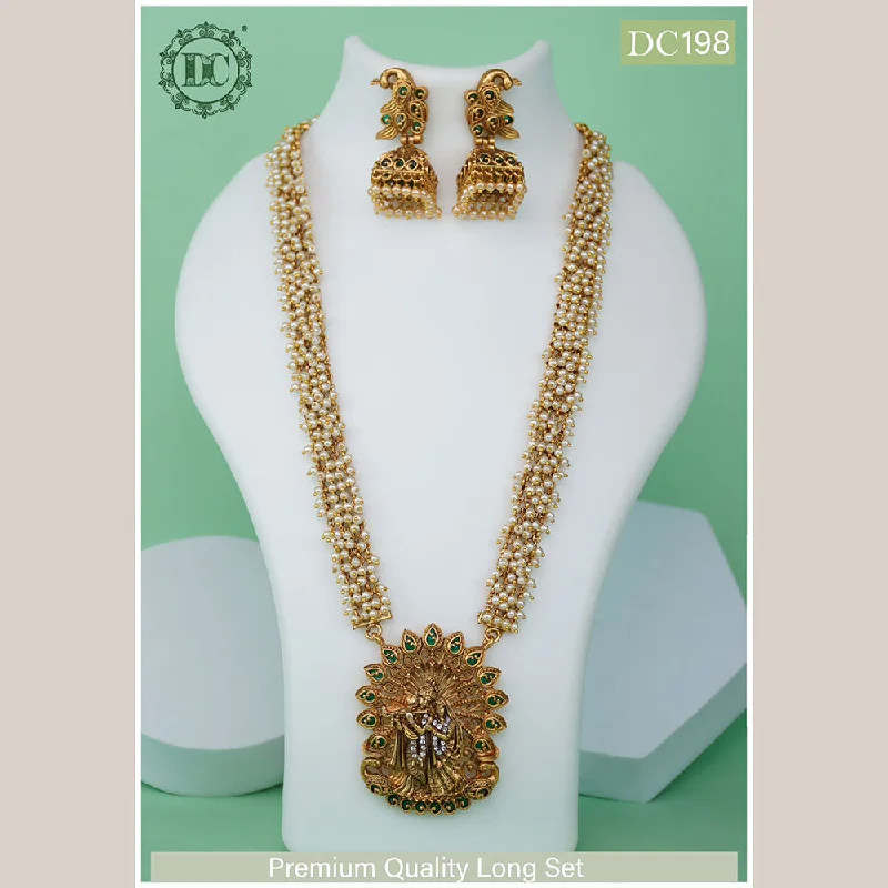 Gemstone Pendant Necklaces-Diksha Collection Gold Plated Long Necklace Set