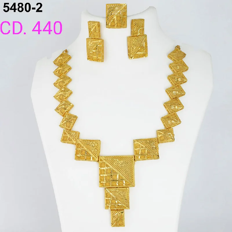 Unique Necklace Designs-MR Jewellery Forming Gold Plated Necklace Set