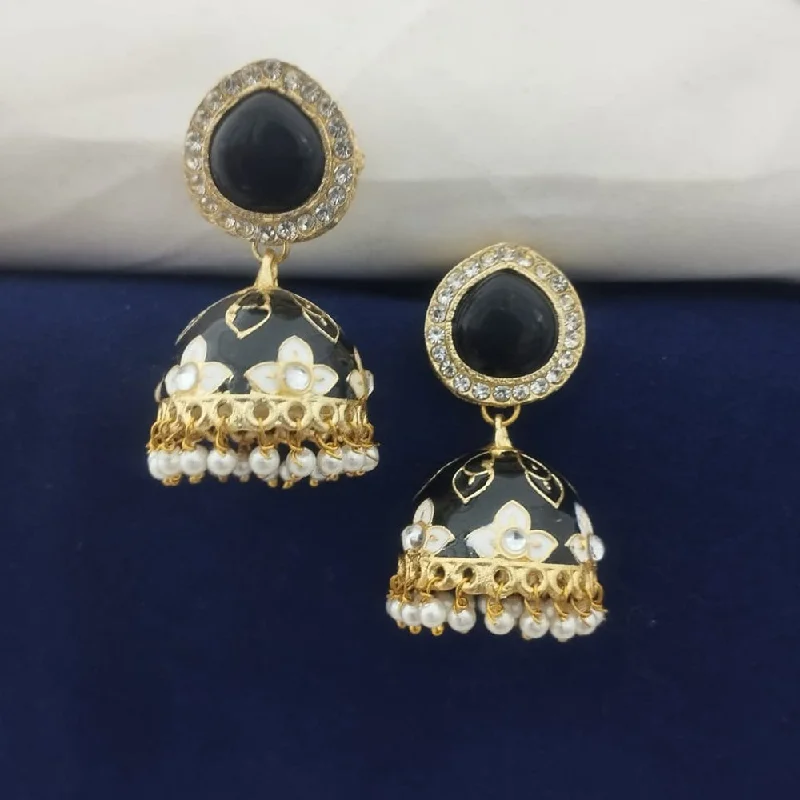 Silver Threader Earrings-Marudhar Creations Kundan And Meenakari Jhumki Earrings