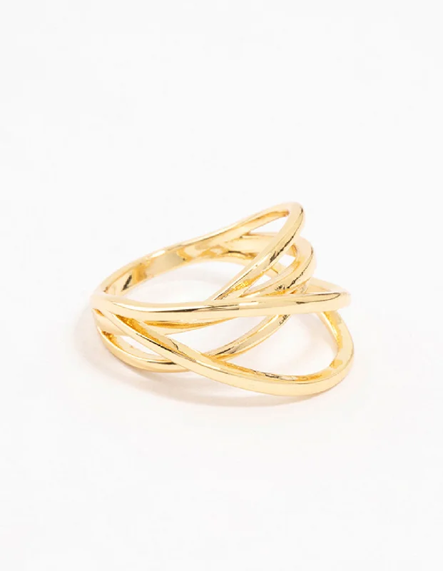 Silver Promise Rings-Gold Plated Thin Wrapped Ring