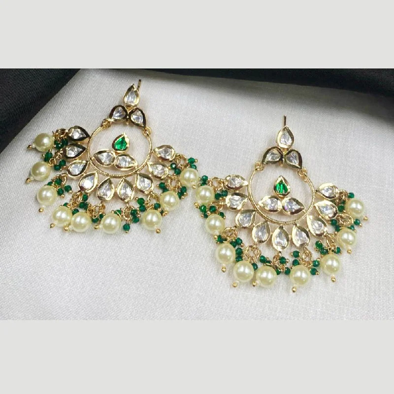 Bohemian Style Earrings-Royal Kundan Jewellery Gold Plated Crystal Stone Dangler Earrings