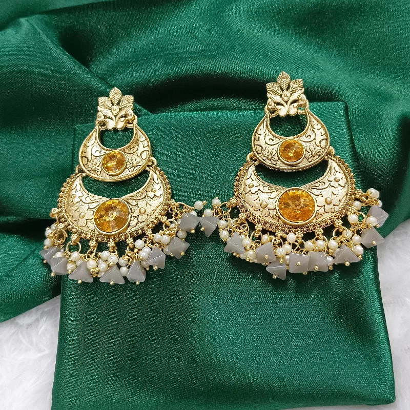 Colorful Drop Earrings-Darshana Jewels Crystal Stone Gold Plated Dangler Earrings