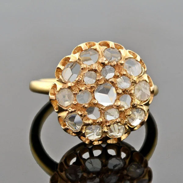 Fashion Rings for Women-Victorian 18kt Rose Cut Diamond Cluster Ring 0.80ctw