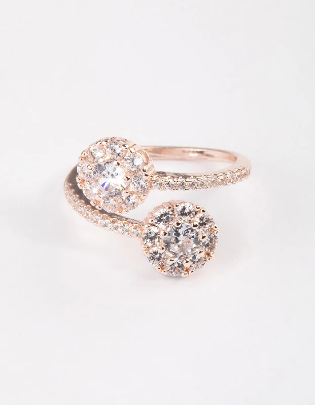 White Gold Engagement Rings-Rose Gold Round Double Wrap Ring