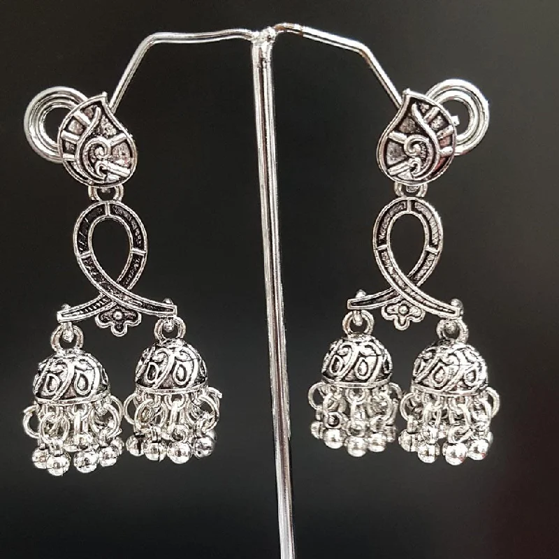 Mixed Metal Earrings-Shreeji Oxidised Plated Jhumki Earrings