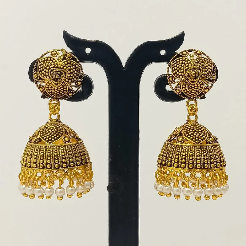 Large Gold Earrings-Dariyalal Sales Gold Plated Jhumki Earrings