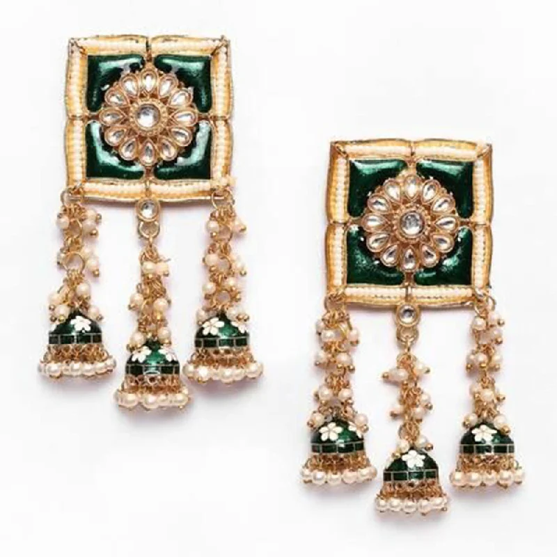 Elegant Wedding Earrings-House Of Ree New Stylish Meenakari Dark Green Jhumki Earring for Womens | Women | Girls ER166