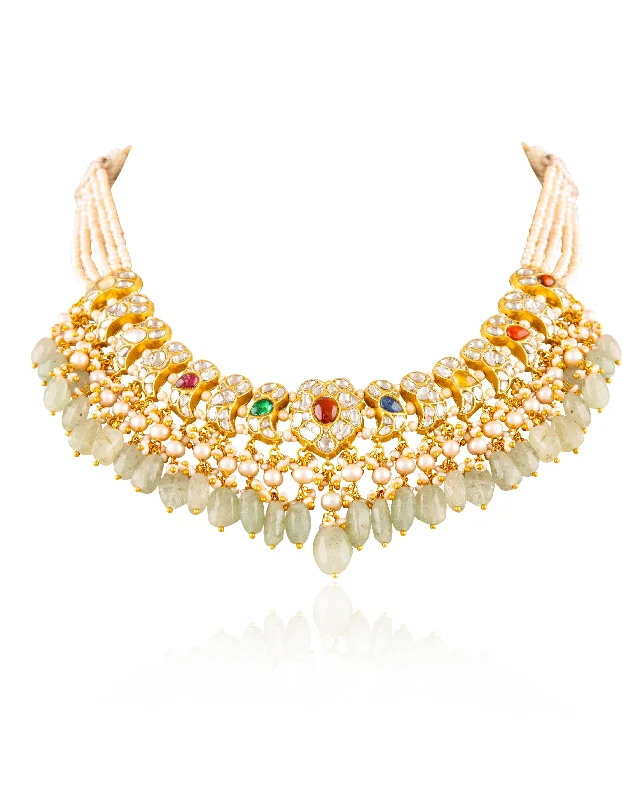 Elegant Wedding Pendant Necklaces-Aarohi Polki Necklace