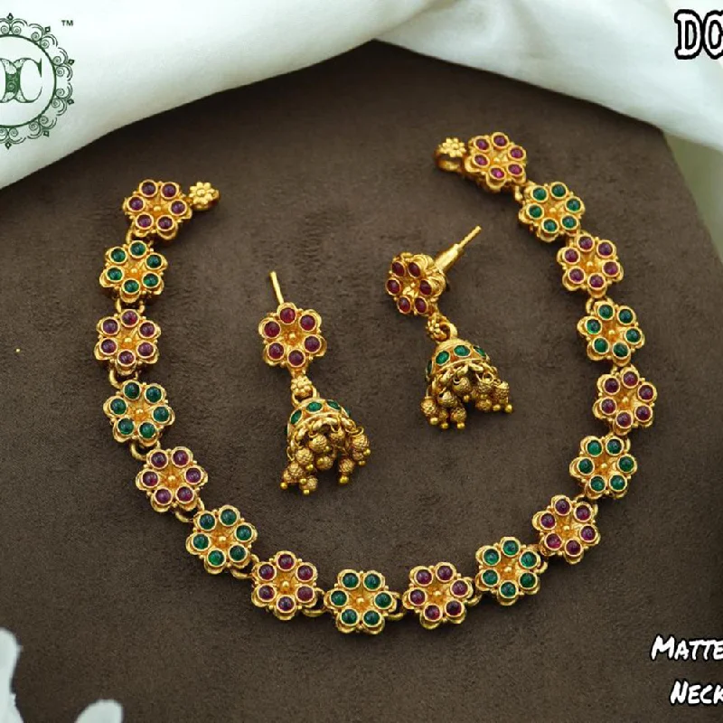 Bohemian Gemstone Necklaces-Diksha Collection Gold Plated Pota Necklace Set