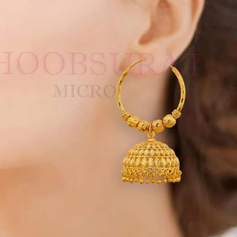 Bold Red Earrings-Dariyalal Sales Gold Plated Jhumki