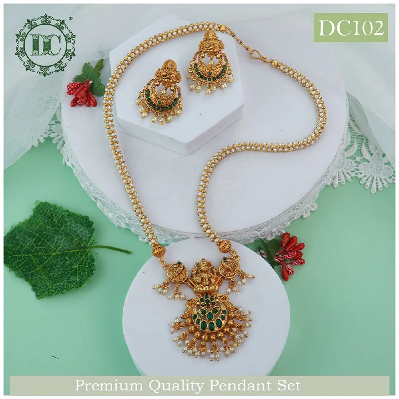 Luxury Gold Necklaces-Diksha Collection Gold Plated Pota Stone Long Necklace Set