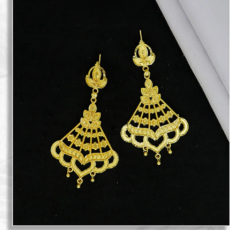 Round Earrings for Women-Mahavir Gold Plated Dangler Earrings