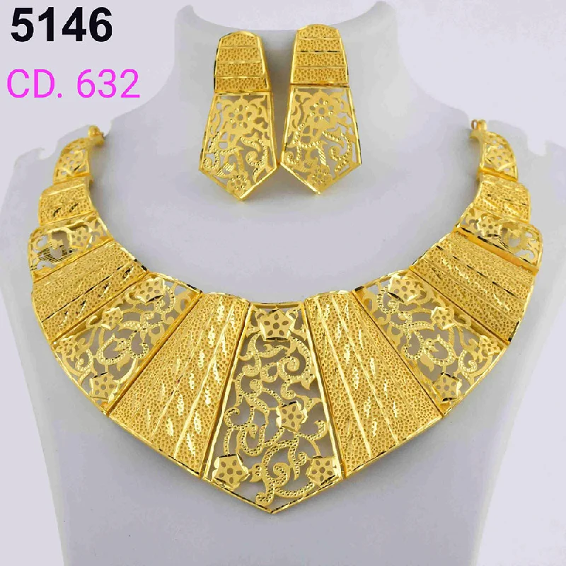 Chunky Bead Necklaces-MR Jewellery Forming Gold Plated Necklace Set