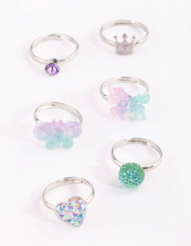 Trendy Gemstone Rings-Kids Butterfly Ombre Ring Pack