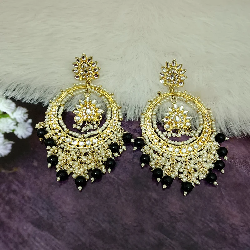 Precious Stone Earrings-Darshana Jewels Gold Plated Kundan Dangler Earrings