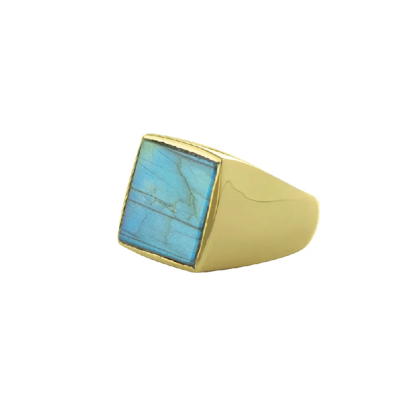 Couples Matching Rings-Labradorite Window Ring in Gold