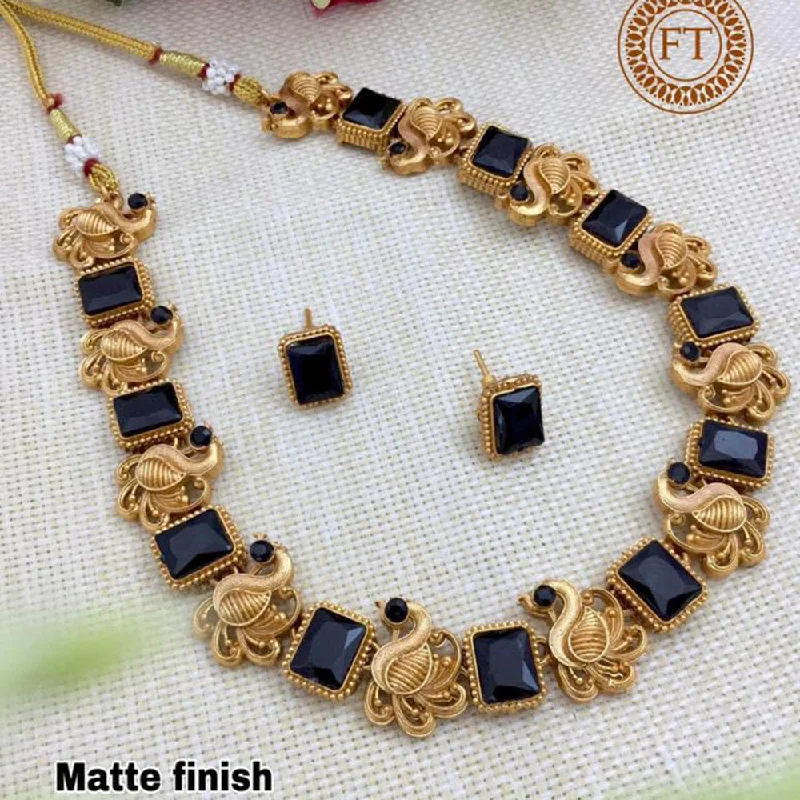 Unique Gemstone Necklaces-Sai Fashion Gold Plated Pota Stone Necklace Set