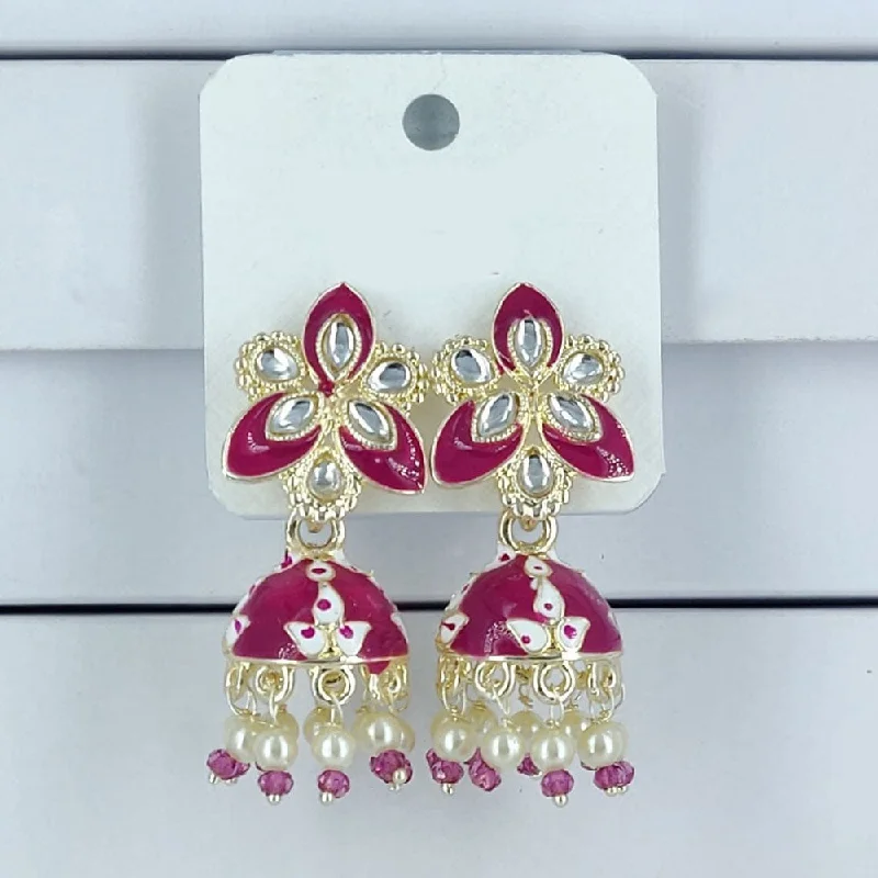 Personalized Gold Earrings-Corbeda Fashion Gold Plated Meenakari Jhumki Earrings