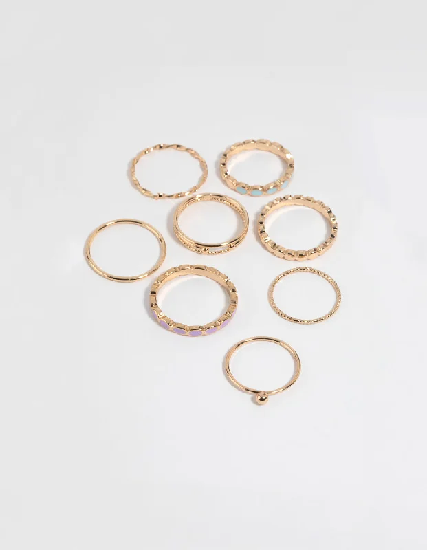 Elegant Engagement Rings-Gold Enamel Circle Ring Pack