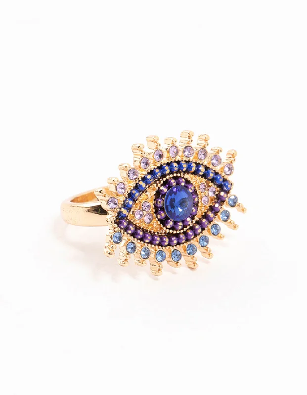 Silver Infinity Rings-Gold Opulent Evil Eye Ring