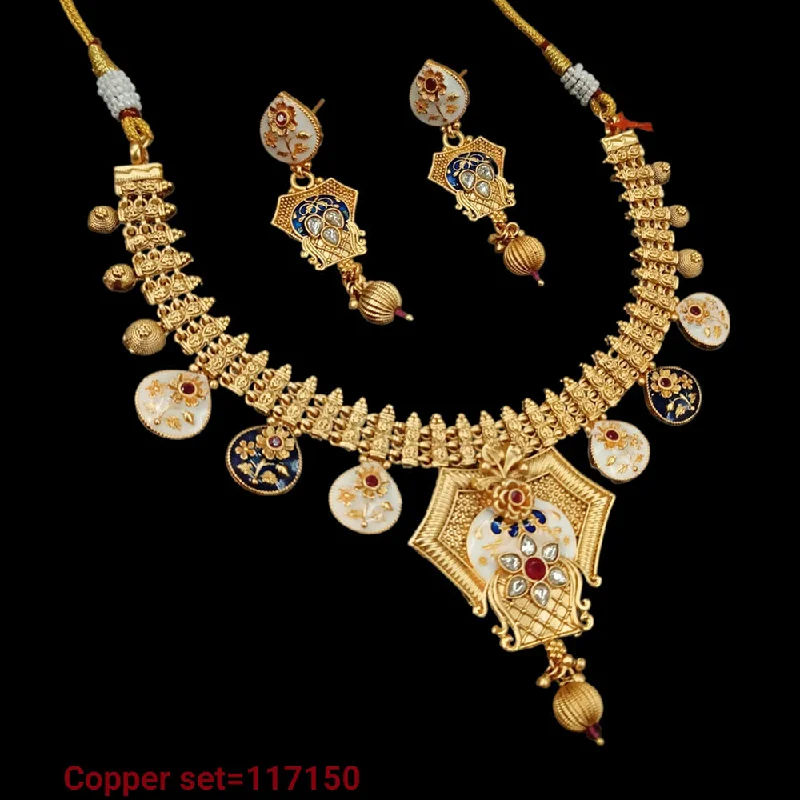 Elegant Layered Necklaces-Padmawati Bangles Gold Plated Meenakari Necklace Set