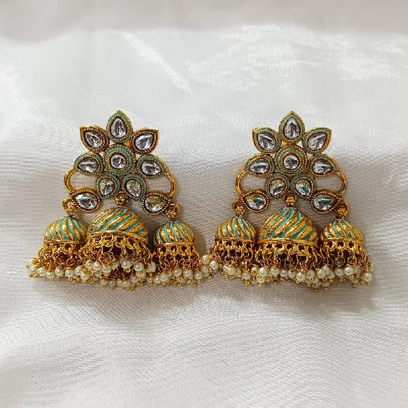 Long Silver Earrings-Darshana Jewels Gold Plated Jhumki Earrings