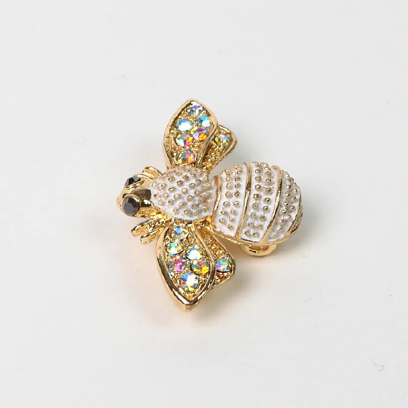 Creative Brooch with Abstract Design-Sparkly AB Crystal Gold/White Finish Bee Brooch