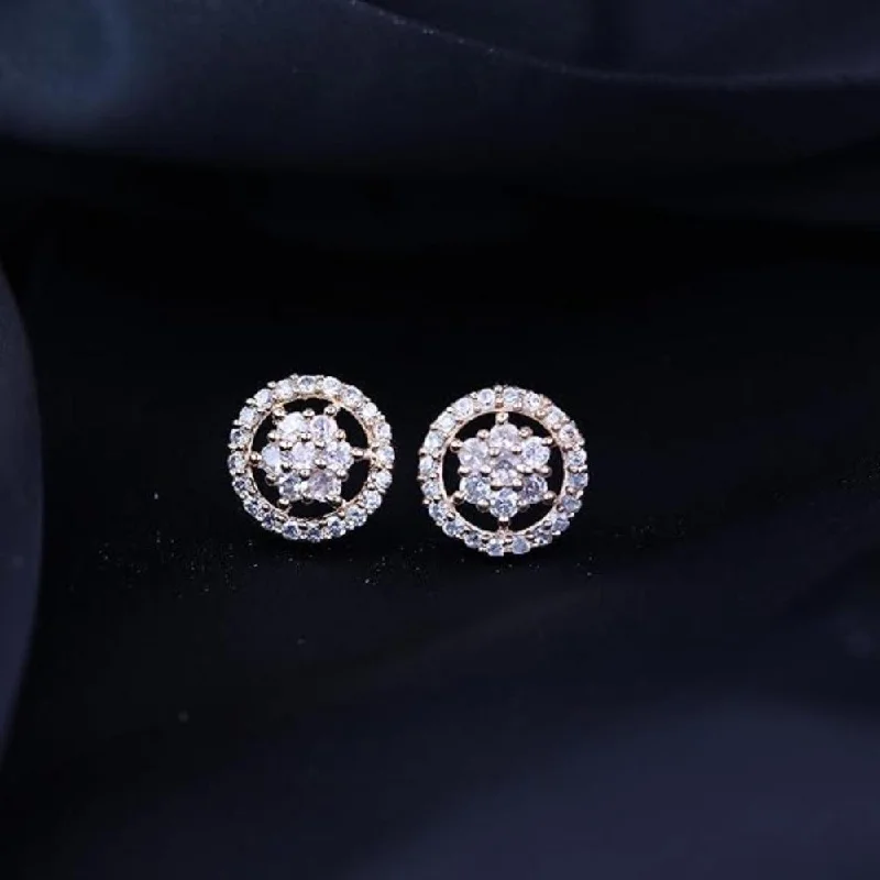 Elegant Round Earrings-Etnico Stylish Latest Fashion Rose Gold Plated CZ and American Diamond Fashionable Look Stud Earrings For Women/Girls (E3108RG)