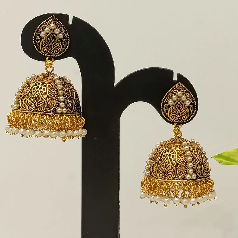 Silver Oval Earrings-Dariyalal Sales Gold Plated Jhumki Earrings