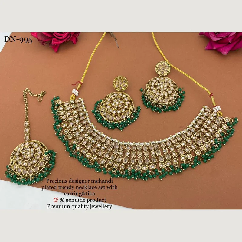 Crystal Flower Necklaces-India Art Gold Plated Necklace Set