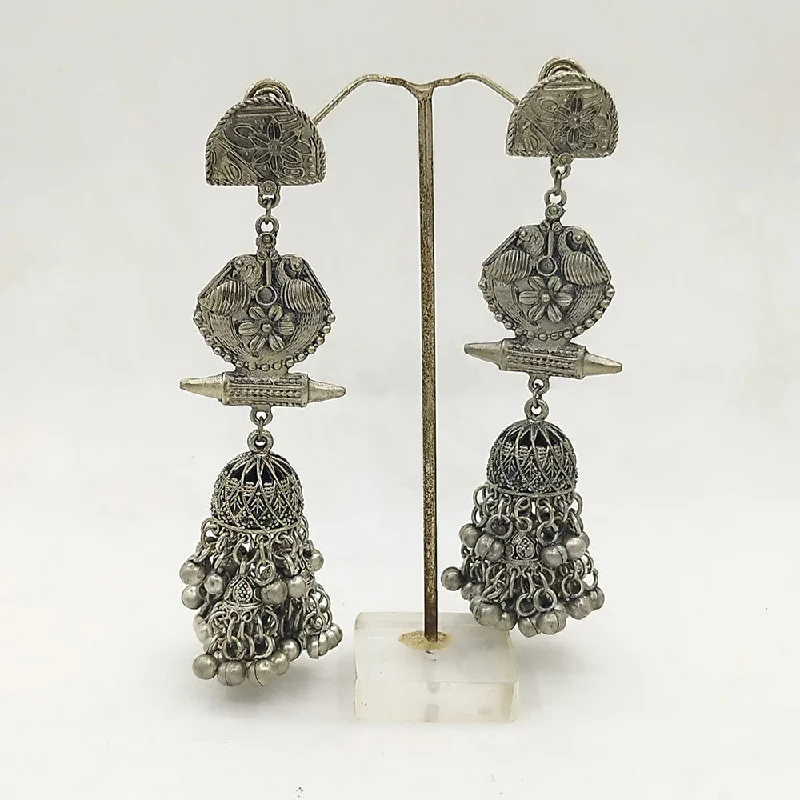 Minimalist Earrings for Everyday-Akruti Collection Oxidised Plated Jhumki Earrings