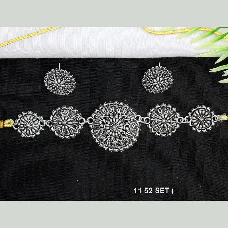 Unique Personalized Necklaces-Mahavir Oxidised Plated Necklace Set