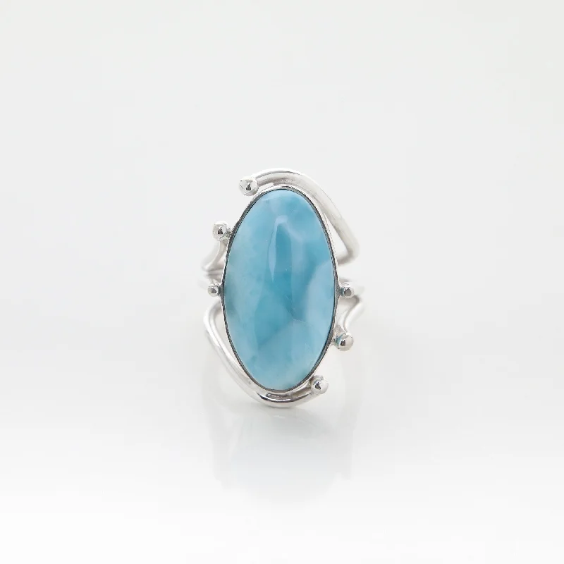 Wedding Rings with Diamonds-Larimar Ring Vionnet