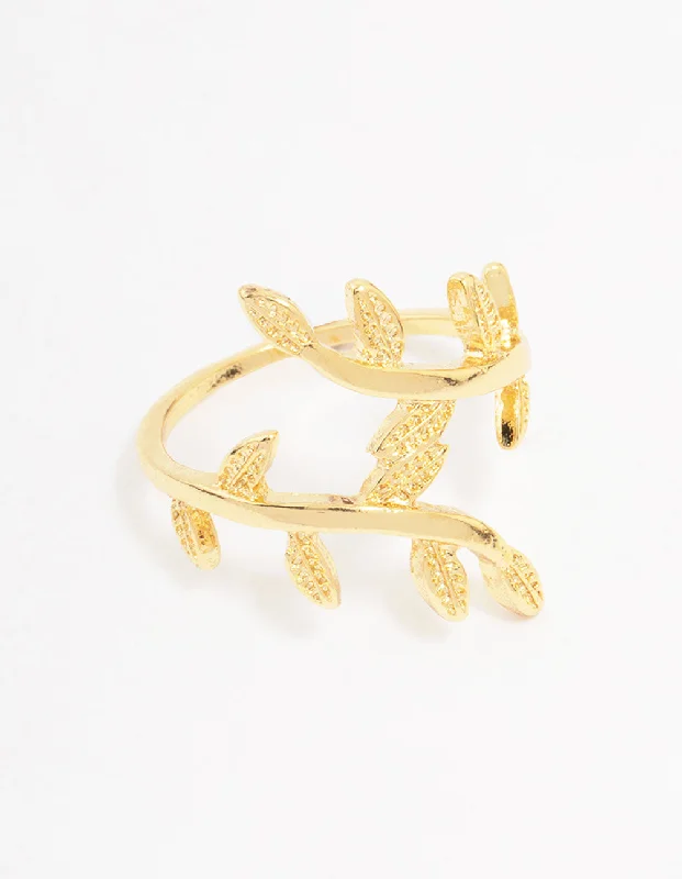 Handcrafted Promise Rings-Gold Plated Vine Wrap Ring