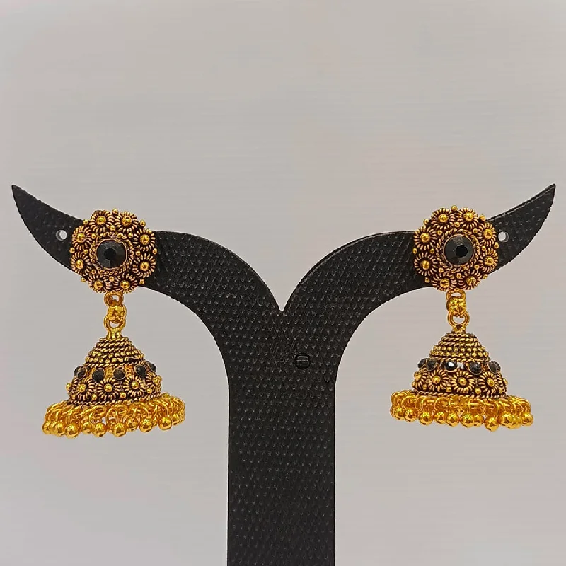 Mixed Color Earrings-Dariyalal Sales Gold Plated Pota Stone Jhumki Earrings