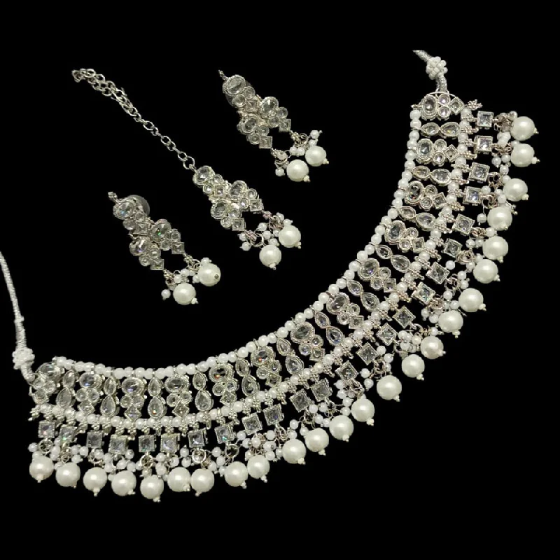 Elegant Wedding Necklaces-Manisha Jewellery Gold Plated Crystal Stone Necklace Set