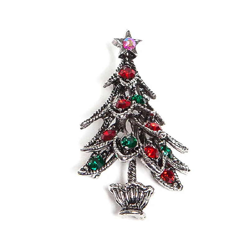 Custom Brooch for Weddings-Sparkly Festive Christmas Tree Brooch