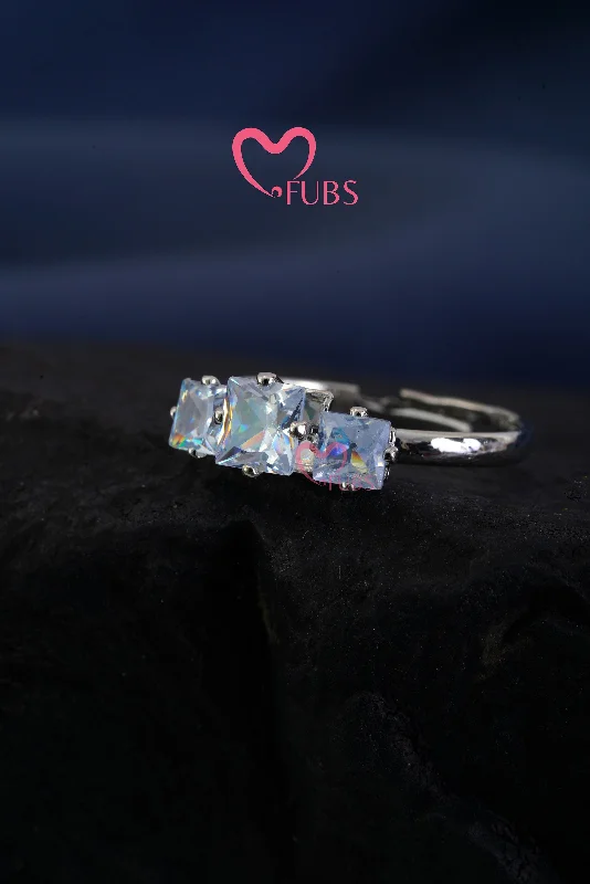 Stackable Engagement Rings-Three Stone Square Elegance Ring