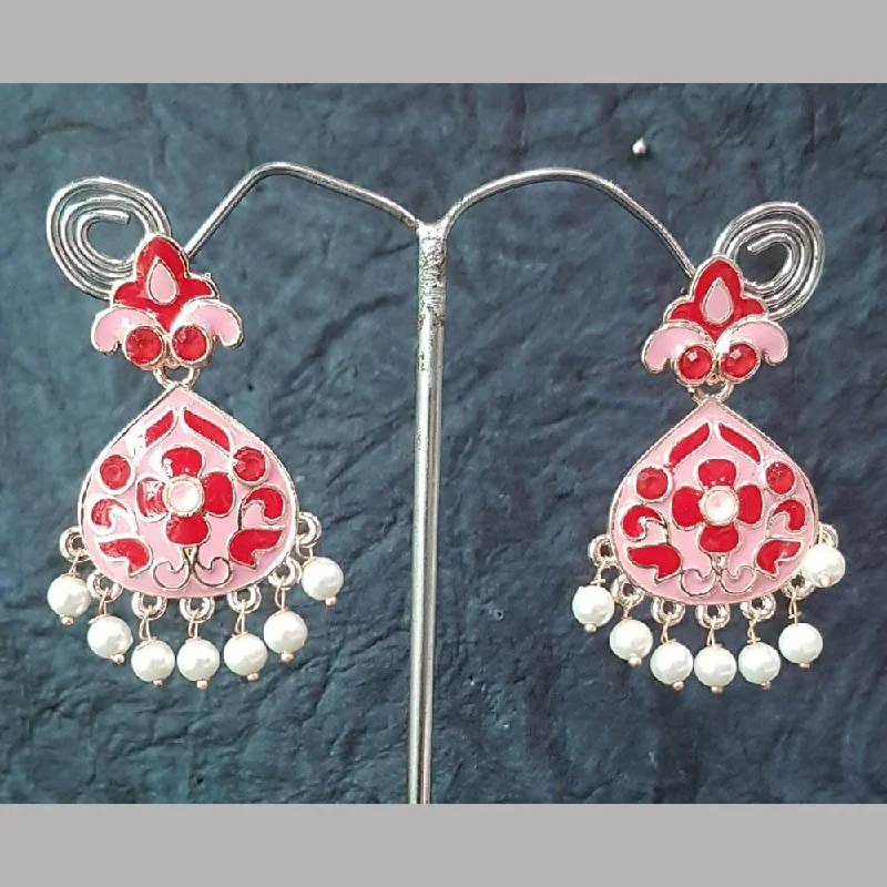 Elegant Drop Earrings for Weddings-Shreeji Silver Plated Meenakari Dangler Earrings