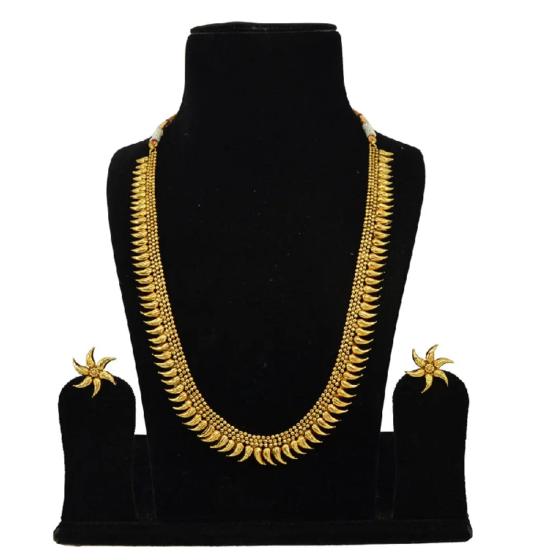 Custom Initial Necklace Designs-Saloni Fashion Jewellery Gold Plated Long Necklace Set