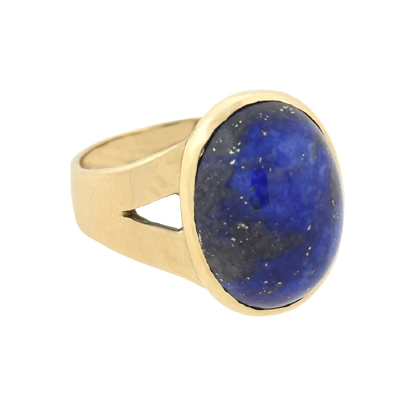 Stylish Gemstone Rings-Vintage 14kt Lapis Lazuli Cabochon Ring