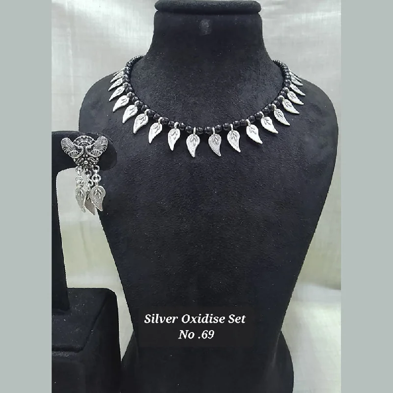 Simple Silver Necklaces-Jyoti Arts Oxidised Plated Necklace Set