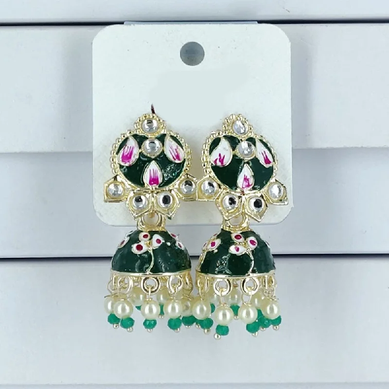 Large Hoop Earrings-Corbeda Fashion Gold Plated Meenakari Jhumki Earrings