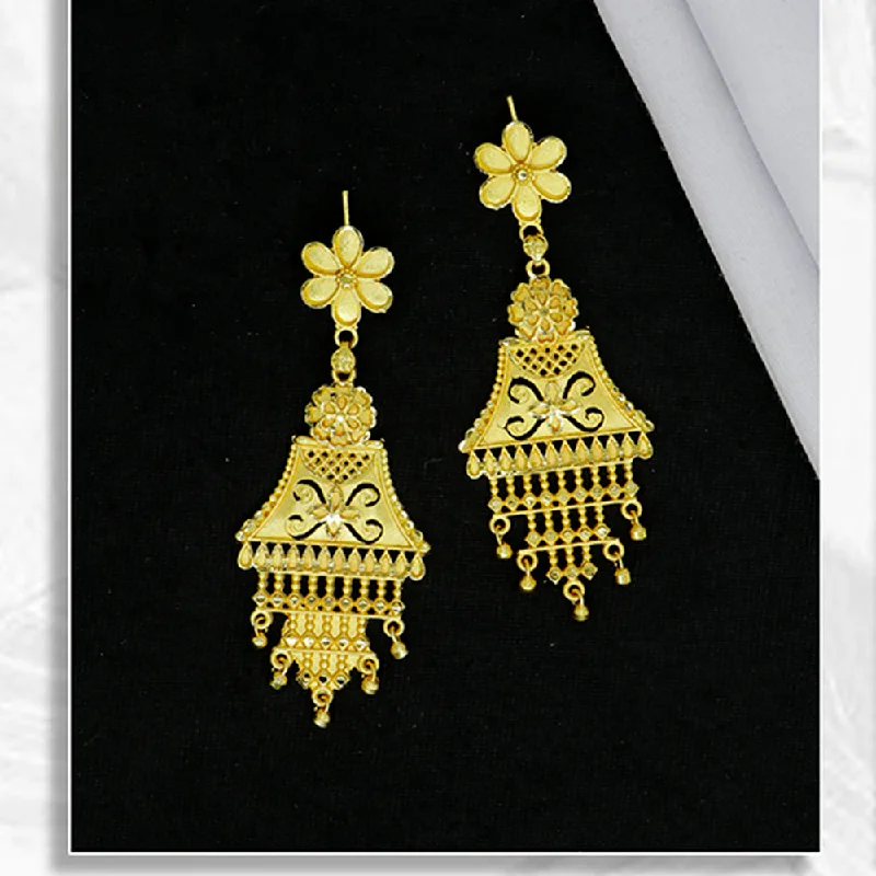 Fashionable Gold Earrings-Mahavir Gold Plated Dangler Earrings