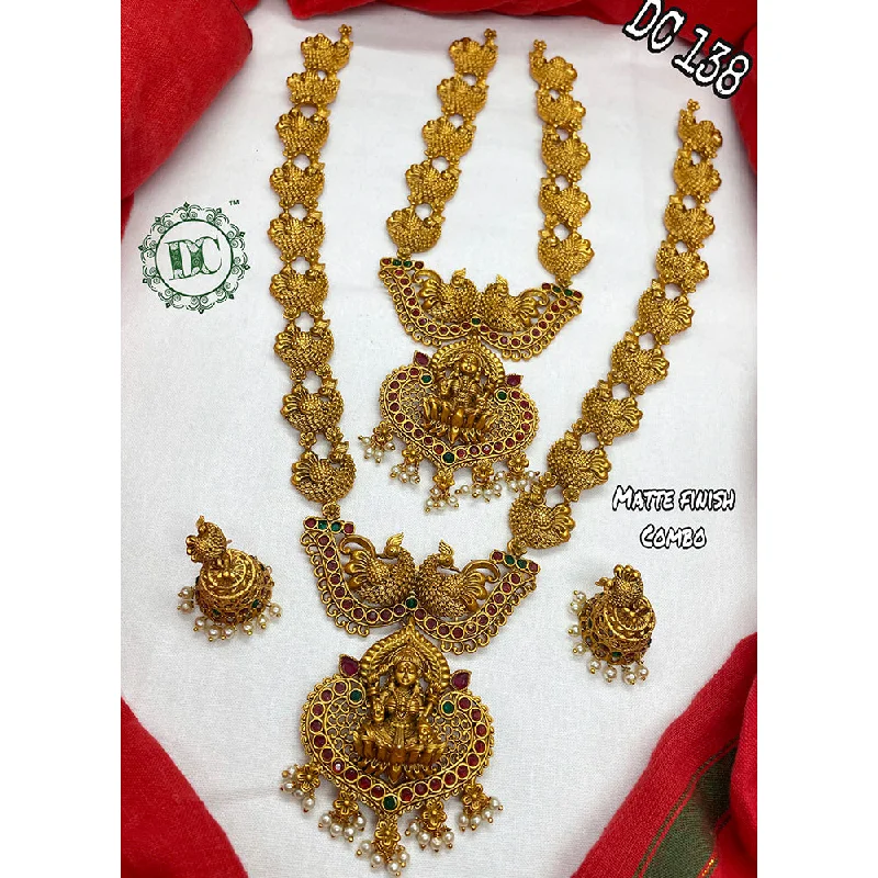 Long Diamond Necklaces-Diksha Collection Gold Plated Long & Short Necklace Set