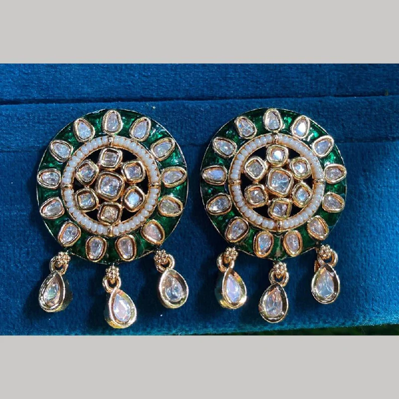 Handmade Earrings Online-Royal Kundan Jewellery Gold Plated Crystal Stone Stud Earrings